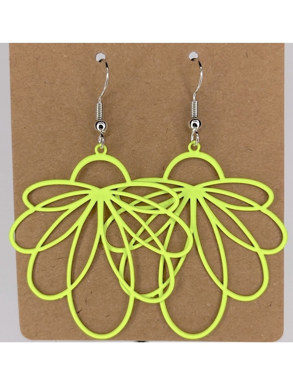 Delicate Filigree Brass Neon Yellow Dangle Earrings Fashion Jewelry